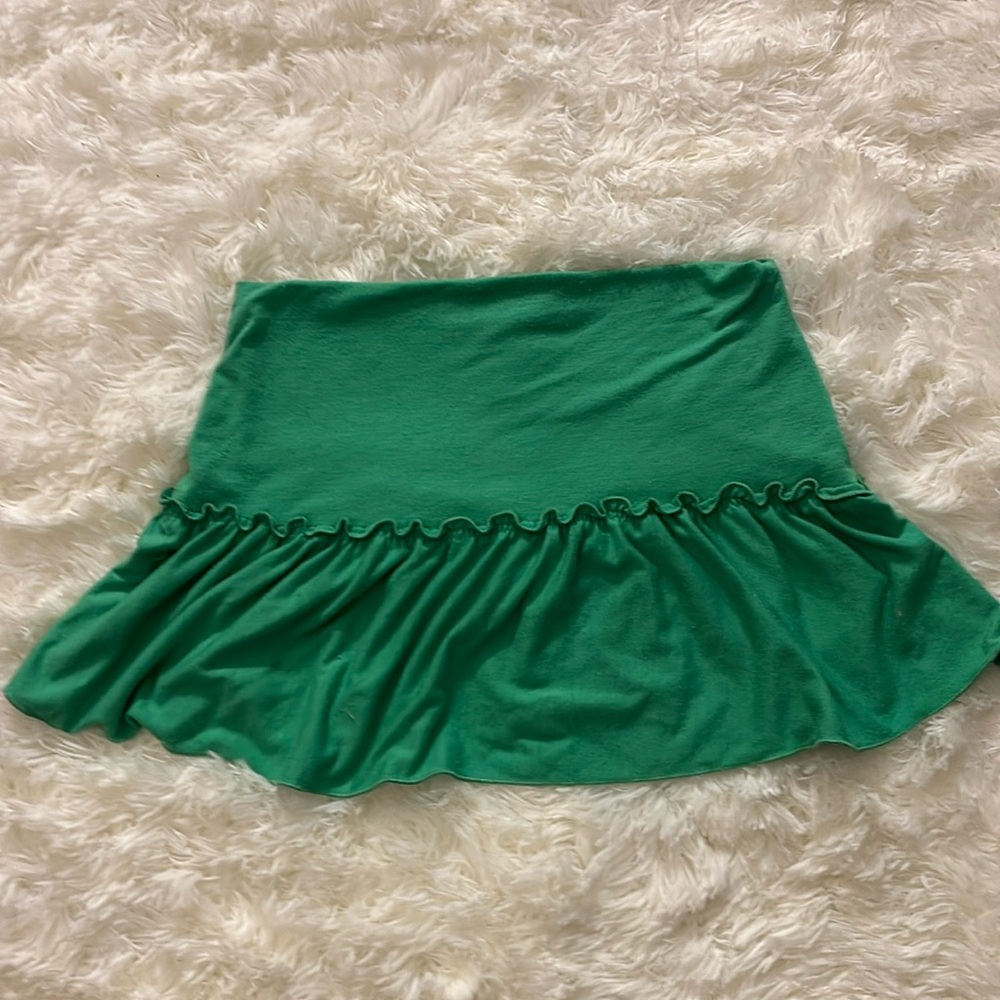 EUC Forever 21 Kelly Green Ruffled Mini Skirt XS Y2K